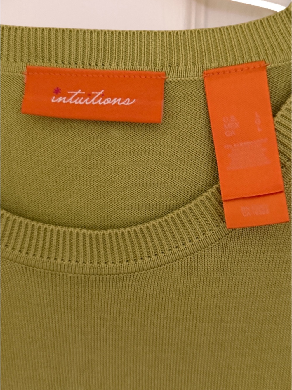 Intuitions Olive Crewneck Knit Top